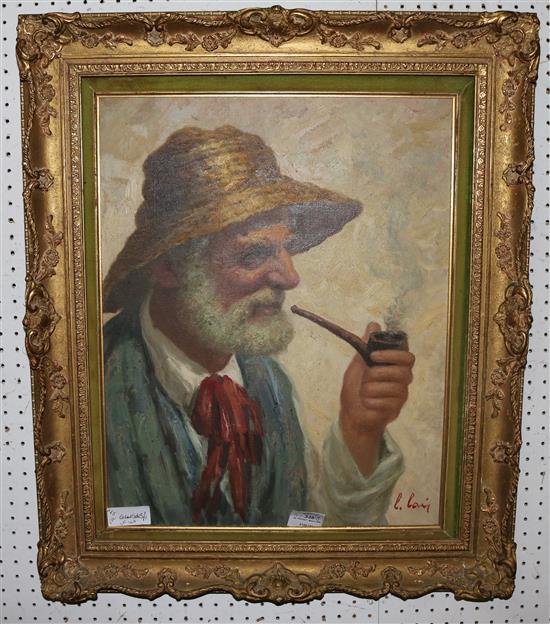 Oil portrait - man & pipe(-)